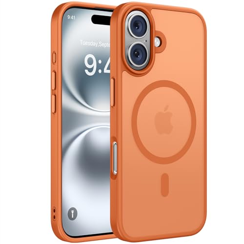 Miracase for iPhone 16 Plus Matte Series Case, Magnetic, Orange