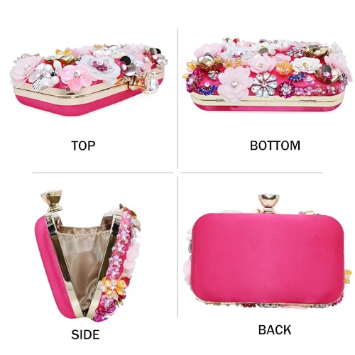 Milisente Women'S Clutch Purse Flower Evening Handbag Chain Strap Shoulder Bag With Handle thumb #2