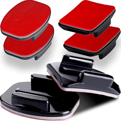 Adhesive Mounts - 3X Curved & 3X Flat Mounts with 3M Sticky Pads - for Your Helmet/Bike/Board/Car -...