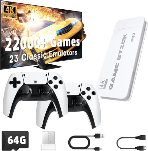 Image of 2025 Upgrade Retro Game Console Stick Pro,Built-in 23 Emulators 22,000+ Games,Retro Gaming Console 64GB TF Card,Dual 2.4GHz Wireless Controllers,Game Stick 4K HDMI Plug and Play Video Games for TV