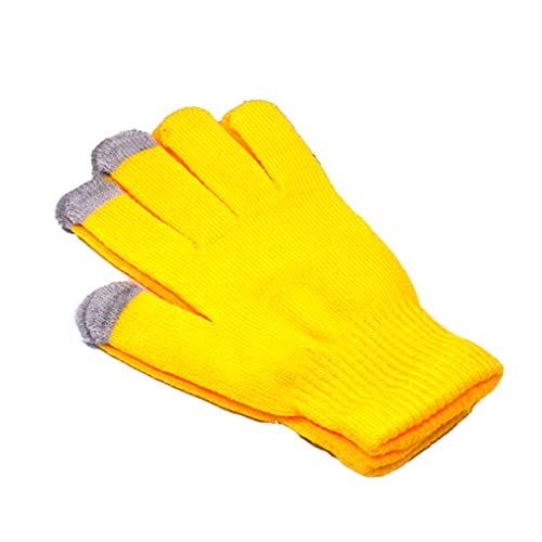 vreplrse 1 par de guantes de invierno para mujer, guantes de punto para exterior, azul, Amarillo oscuro Cover