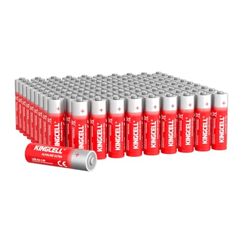 KINGCELL AA Batteries 100 Pack, High-Performance Alkaline AA Batteries 10-Year Shelf Life Double A...