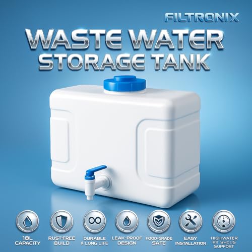 Image of RO Waste Water Storage Tank | High Capacity | 18 Litre | Premium Reject Water Tank | Large Capacity Utility Water Tank for Home & Commercial RO Systems | Durable, Wall-Mountable Design
