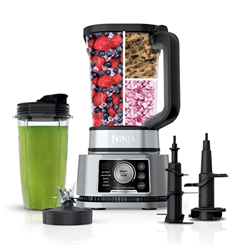 Ninja SS300C, Foodi 3in1 Power Blender & Processor System with Nutrient Extractor, 5 Auto-iQ Presets, Silver, 1200W (Canadian Version)