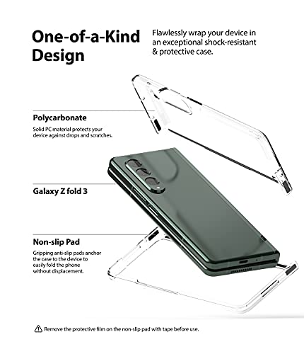 Image of Ringke Slim Case Compatible with Samsung Galaxy Z Fold 3, Hard Polycarbonate Thin Transparent Premium Shockproof Lightweight Protective Phone Cover for Z Fold3 5G (2021) - Clear