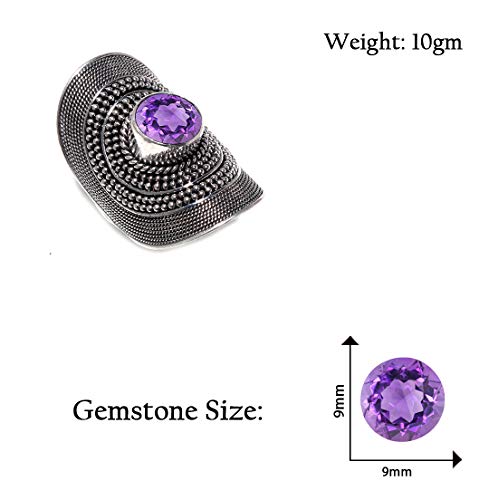Bague améthyste naturelle bague de créateur ajustable style gothique