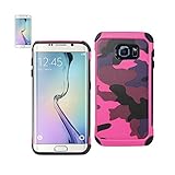 Reiko Designer Hybrid Leather Protector Cover for Samsung Galaxy S6 Edge - Retail Packaging - Pink