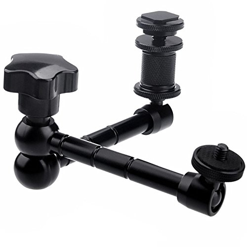 AFAITH 11 Inch Articulating Magic Arm 1/4 Hot Shoe Mounts to Work with LED Panel, DSLR Monitor Microphone Heavy Duty for Mounting Video Camera AF022