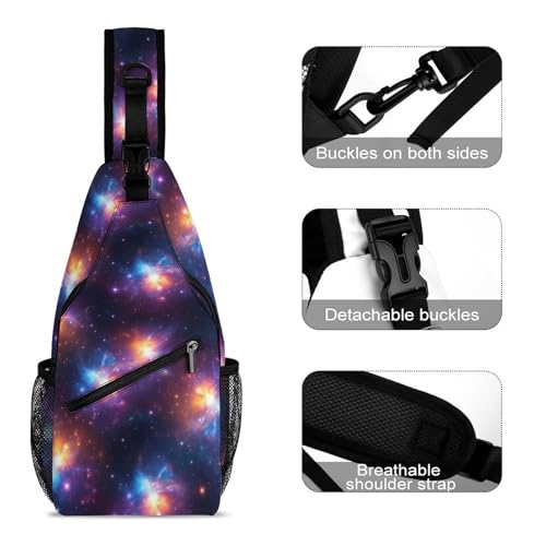 Fashion Day Pack Small Cross Body Backpack Sling Shoulder Bag Chest Bag For Men And Women Purple Galaxy3