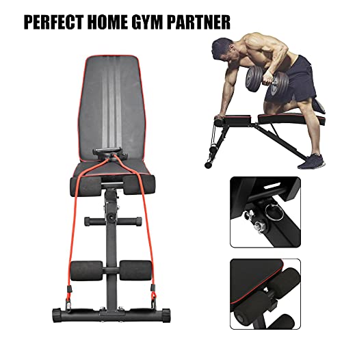 Halterbank, multifunctionele inklapbare gewichthefkruk, hellingskruk, fitnesskruk kan 150 kg dragen, geschikt voor fitness, gewichtheffen, training, bodybuilding, kantoor, thuis, thuis - Image 5