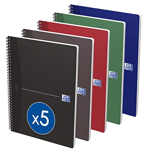 Cahiers Essentials A4 Oxford lignés avec reliure spirale pour écrire sans ratures
