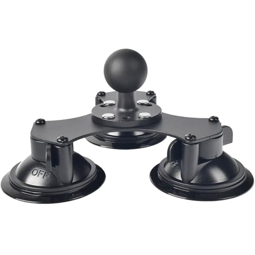 VAUBORTTI 1.5" / 38mm Ball Triple Suction Cup Base – Heavy-Duty 3 Suction Mount for Car, Truck, Boat, Fits RAM C Size Double Socket Arm, Works on Windshield, Glass, Smooth Surfaces by VAUBORTTI - Used condition - US$23.75