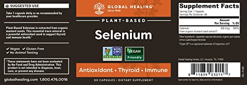 Global Healing Detoxadine And Selenium Kit - Organic Nascent Liquid Iodine Supplement Drops & Vegan Antioxidant For Thyroid Support & Normal Immune System Health - Women & Men - 1 Fl Oz & 60 Capsules #TOP3