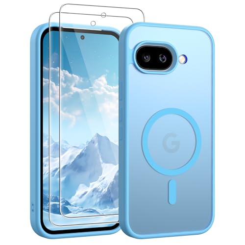Coque Google Pixel 9A antichoc et fine avec dos mat bleu translucide