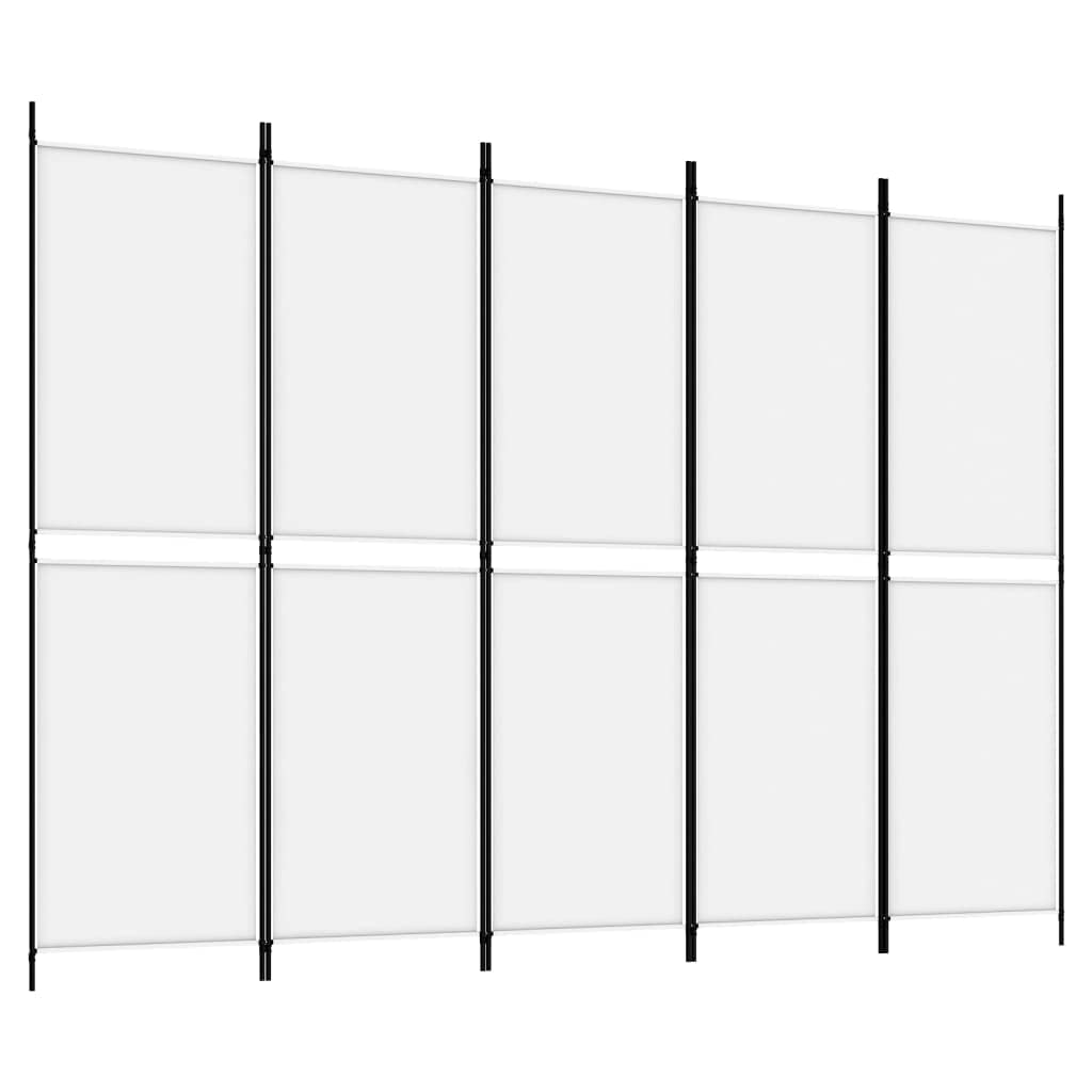 Paravent décoration salon blanc de 5 panneaux modulables en tissu