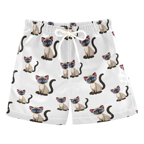 ALAZA Cute Cat Kitten White Boys' Swim Trunks Beach Shorts Quick Dry Swimsuit 5T