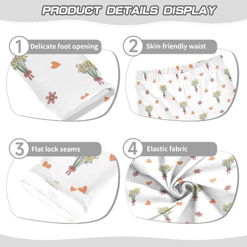 Love Bouquets Girls Leggings,Workout Leggings for Girls Toddler Athletic Leggings Size for 3-10T3