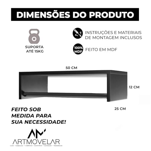 ArtMovelar - Kit de 3 Cabideiros com Tampo - Kit de Tampo e Tubo para Cabideiro de Parede - Cabide d