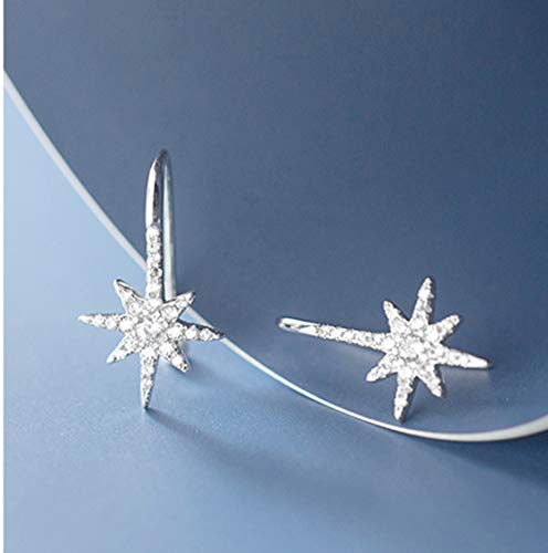 SLUYNZ Solid 925 Sterling Silver Sparkling Star Drop Earrings for Women Teens CZ Star Drop Hook Earrings4