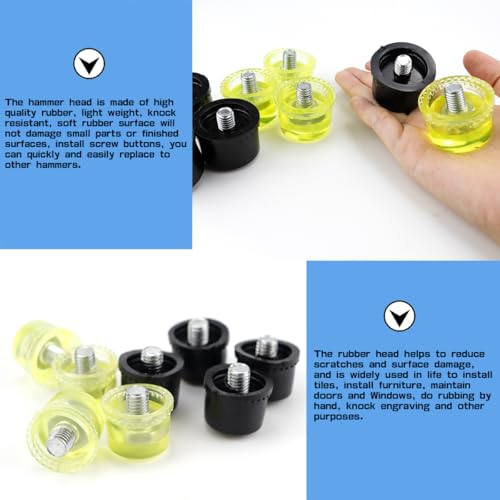 8 Pcs Rubber Hammer Replacement, Rubber Striking Head, Mallet Head Tips Set for Rubber Hammer (40mm)