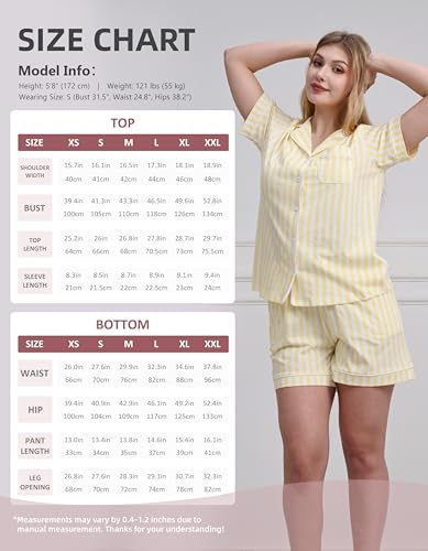 Image of NAP BOUND 100% Cotton Pajamas for Women Sets 2 Pieces Pjs Button short sleeves with Pockets Soft Sleepwear Loungewear XS-XXL