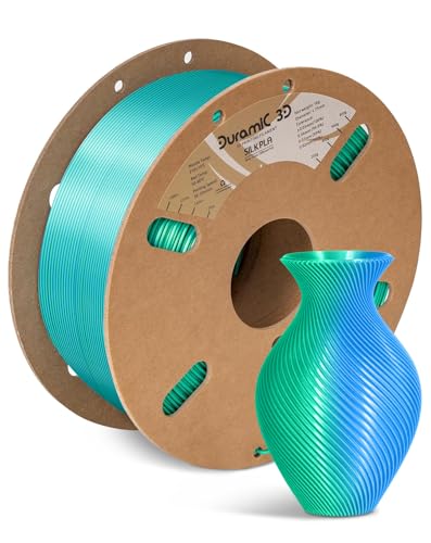 Image of DURAMIC 3D Silk Dual Color PLA Filament Shinny High Gloss Finish 1.75mm | 3D Printing Filament with Cardboard Spool,No-Tangling Neatly Wound Dimensional Accuracy 99% + /- 0.03mm 1KG Silk Blue Green