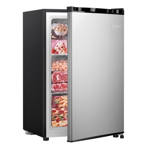 EUHOMY Upright freezer, 3.0 Cubic Feet, Single Door Compact Mini Freezer with Reversible Stainless Steel Door, Small freezer for Home/Dorms/Apartment/Office (Silver)