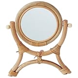 Miroir en rotin naturel : idéal pour une table, une salle de bain, un bureau, une chambre, un comptoir, une coiffeuse et plus , miroir de table pour coiffeuse