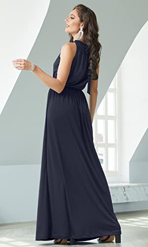 Image of KOH KOH Womens Long Sleeveless Halter Bridesmaid Wedding Guest Maxi Dress
