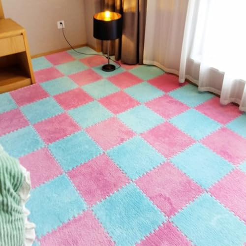 起毛ジョイントマット 柔らかい ジョイントマット 洗える タイルカーペット 滑り止め 防音 保温防寒 抗菌防臭 防ダニ 設置簡単 自由に組み合わせ 厚手 フロアマット ふわふわ 赤ちゃん ベビー 床暖房 子供部屋 ラグ カーペット