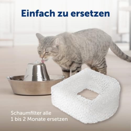 PetSafe Ersatz-Schaumfilter für Drinkwell Keramik- & Edelstahl-Trinkbrunnen 360, Hält Trinkwasser sauber für Katzen und Hunde, 2-Pack