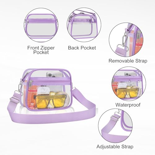 Image of Clear Bag for Stadium Events Clear Sports Fan Handbags Purses with Adjustbale Strap for Concerts Festivals Game Day