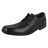  Clarks Hoxton Chap BL Boys Lace up School Shoe in Black Leather Black Leather