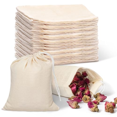 JW CRAFT Reusable Cotton Muslin Bags with Drawstring 3x4 Inches 25 pcs Cotton Drawstring Bags Small Cloth Bags Drawstring Small Cloth Gift Bags Spice Bags for Cooking 100 Eco Friendly Cotton Bag