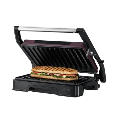 Taurus - Parrilla Eléctrica Toast&Co | 1000W | Apertura 180º | Doble Recubrimiento Antiadherente | Placa Superior Adaptable | Indicador Temperatura| Recoge grasas | Placas 23x14,5 cm