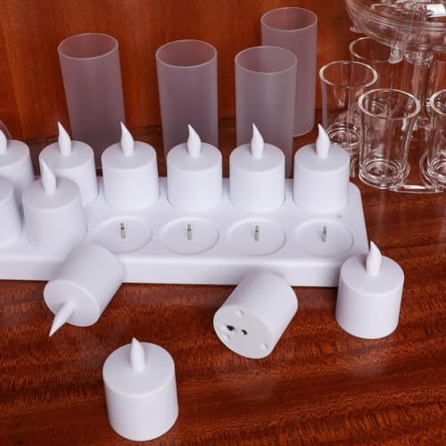 Velas LED recargables USB con base de carga y mando para decoración 7