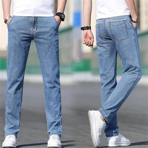 Men's Loose Jeans Summer Stretch Straight Denim Pants Casual Fashion Classic Comfortable Streetwear Trousers3