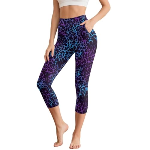 Women's Capri Yoga Leggings High Waist Yoga Pants with Pockets Tummy Control Leggings for Workout Running Plus Size