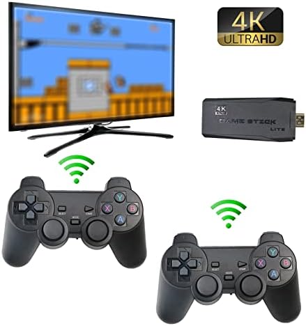 Trovono Wireless Retro Game Console,Built in 10000+ Classic Games,9 Emulators,Plug and Play Video Game Stick 4K High Definition HDMI Output for TV with Dual 2.4G Wireless Controllers