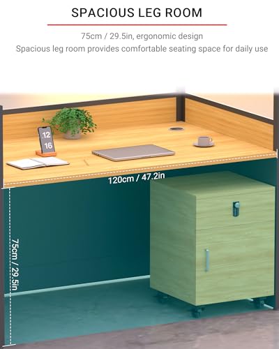 Nykto Office Cubicle Desk, Office Cubicle Workstation, Cubicled Desk with Privacy Panels, Cubicled Desks for Offices with Cable Grommet, for Startups/Home/Offices, (2 Person-S, Walnut with Cabinet) - Thumbnail 7