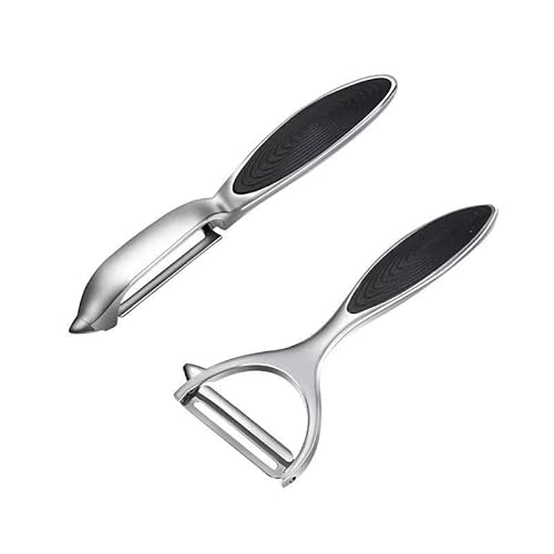 KartoffelSchäler - 2Pcs Schäler Set Premium Edelstahl Y & L förmiges Drehbares Gemüsemesser mit Scharfer Klinge und Rutschfestem Griff Kartoffelschäler Gemüse für Tomaten, Karotten, Obst (Sliver)