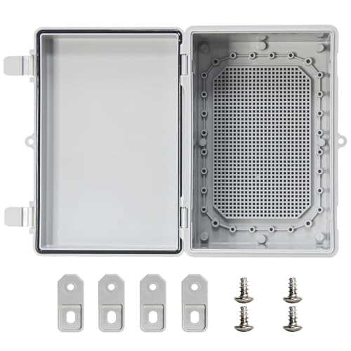 Waterproof Outdoor Junction Box Heavy Duty ABS Waterproof Box IP66, UV Resistant Electrical Enclosure for Marine, Garage & Solar Panel Installations Gray Cover 11.4"x7.4"x5.5"