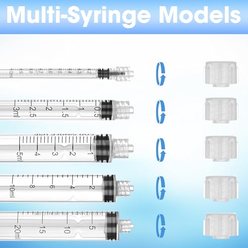 50Pack 5ml/cc Luer Lock Syringe without Needle, Plastic Syringe with Caps for Liquid, Sterile Individually Wrapped