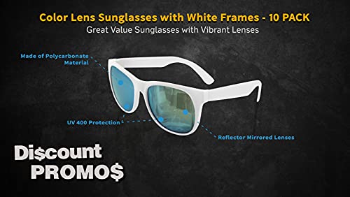 DISCOUNT PROMOS UV Protected Color Lens Sunglasses with White Frames3