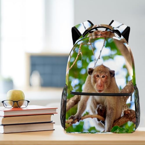 Sac à dos imprimé singe multicolore de taille 40cm pour adolescents et loisirs - 5