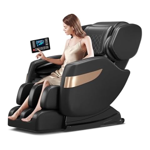 AOVOJRM Massage Chair Full Body,Zero Gravity Recliner with Shiatsu Massage,Massage Recliner Chair with Airbags,Foot Massage,Bluetooth,LCD Control,10 Fixed Massage Roller (Black) Cover