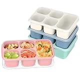 KADIGO Snack Box, 4 Cajas de Aperitivos Bento Reutilizables, Loncheras para Mujer, Paquetes Caja Bento 5 Compartimentos,...