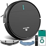 SereneLife Robot Aspirateur Laveur 3-in-1 – Auto-Recharge, Anti-Chute, Nettoyage Automatique, Robot Laveur pour Sols Durs, Tapis et Poils Animaux, 3 Modes, Noir