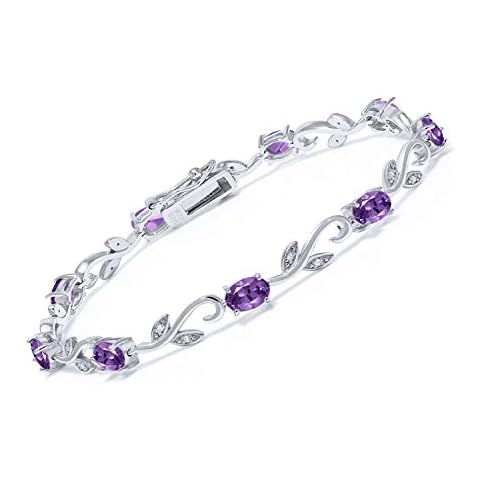 Gem Stone King Amethyst and Diamond Tennis Bracelet Cover