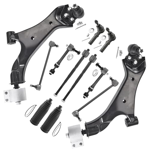ASTARPRO - 2.4L Front End Kit for 2010-2017 GMC Terrain Chevy Equinox, Lower Control Arms w/Ball Joint Tie Rods Boots Front and Rear Sway Bars 2011 2012 2013 2014 2015 2016 Replacement - 12pc